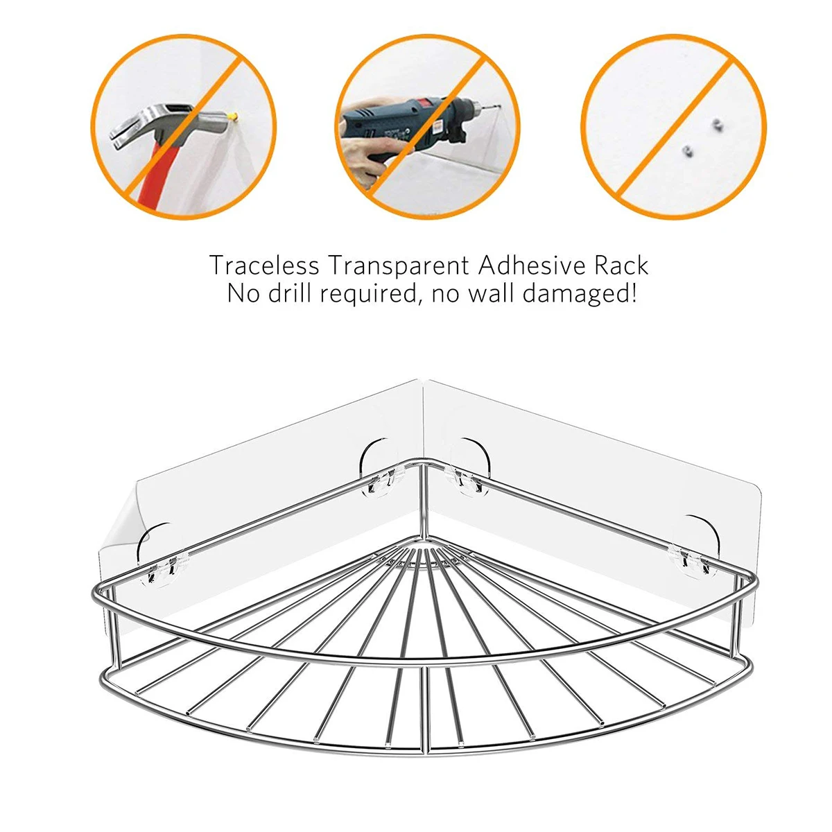 

1 Pc Bathroom Rack Self-Adhesive Space Aluminum Corner Wall-Mounted Storage Organizer Shower Caddy Triangle Shelf For Hotel Home