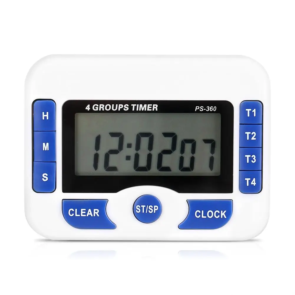 

Digital 4-Channel Countdown Timer Magnetic Kitchen Cooking Clock Independent Group Timer for Homework Exercise Sports Games New