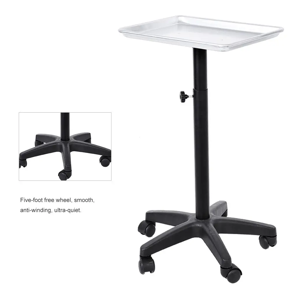  Aluminium Hair Salon Instrument Tray Adjustable Height Trolley Beauty Tools New