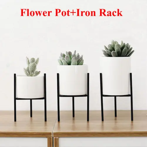 

UK Iron Plant Vase Stand Planter Holder Ceramic Flower Pot Shelf Rack Garden
