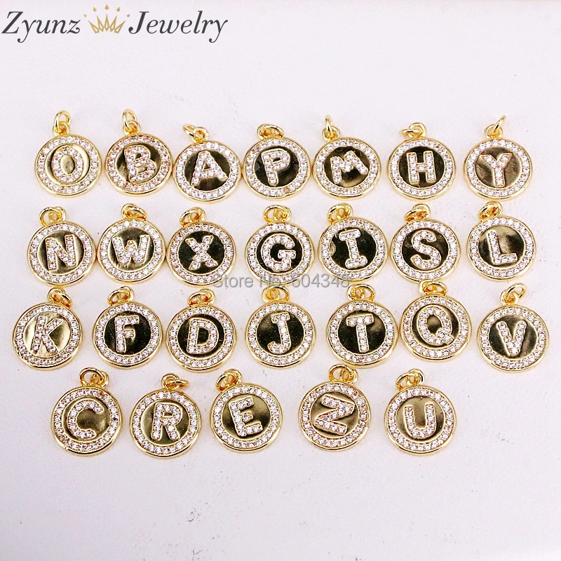 26 шт. ZYZ330-3329 золото длинное ожерелье Белый CZ кубический цирконий инициалы A-Z 26 ожерелья с буквой для женщин и мужчин