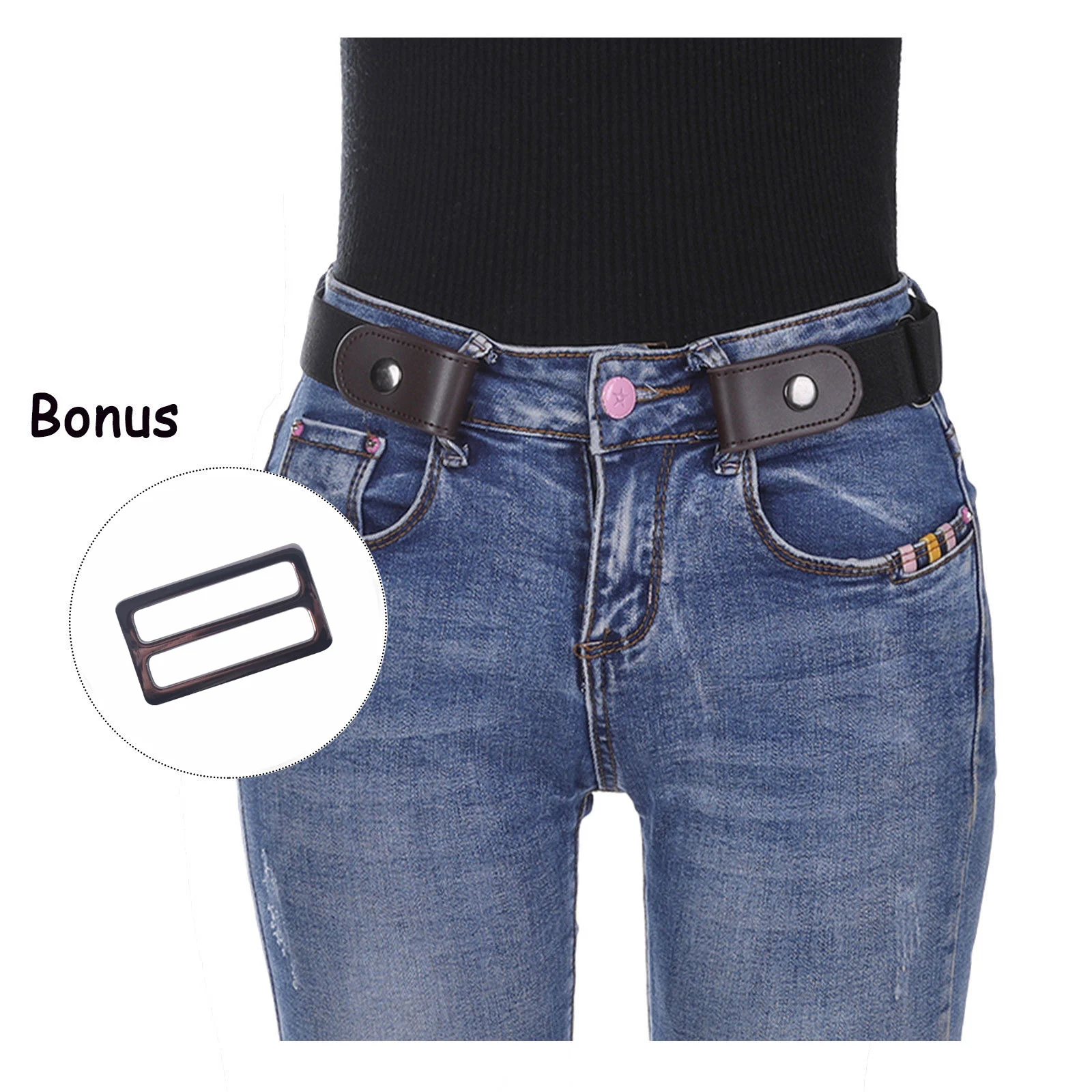 

Buckle-Free Elastic Belts Women's Invisible for Jeans No Bulge Hassle Waistband