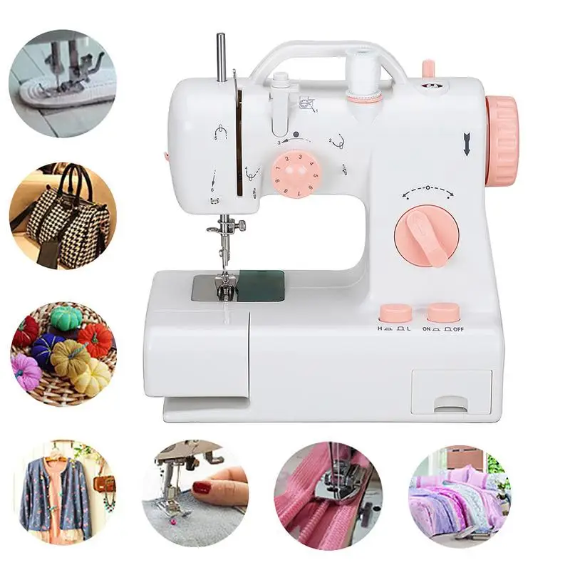 

3Plug Mini 12 Stitches Sewing Machine Household Multifunction Double Thread And Speed Free-Arm Crafting Mending Machine Dropship