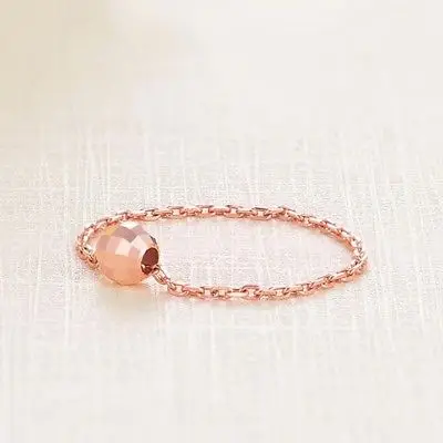 

New Solid 18K Rose Gold Ring Faced Ball O Link Ring For Lady Size 6