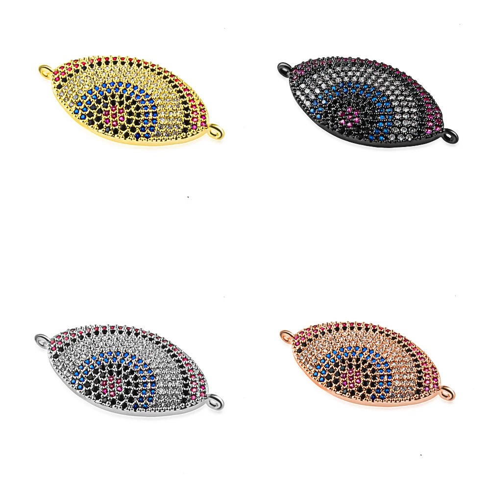 

16*33mm Findings Supplies Handmade Greek Evil Eye Charm Connectors Accessories For Women Men Turkish Jewelry Making ZSS357