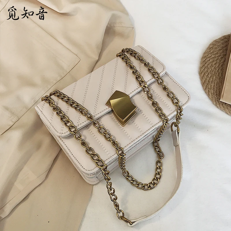 

Fashion Metal Lock Square Bag 2019 Summer New High Quality Pu Leather Women's Designer Handbag Chain Shoulder Messenger Bag
