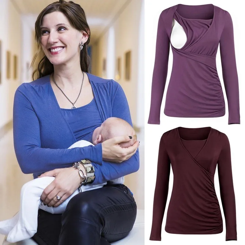 

Breastfeeding T-shirt Autumn Winter Breast Feeding Tops Tees Maternity Nursing Clothes Pregnant Women Premama Wear Clothing
