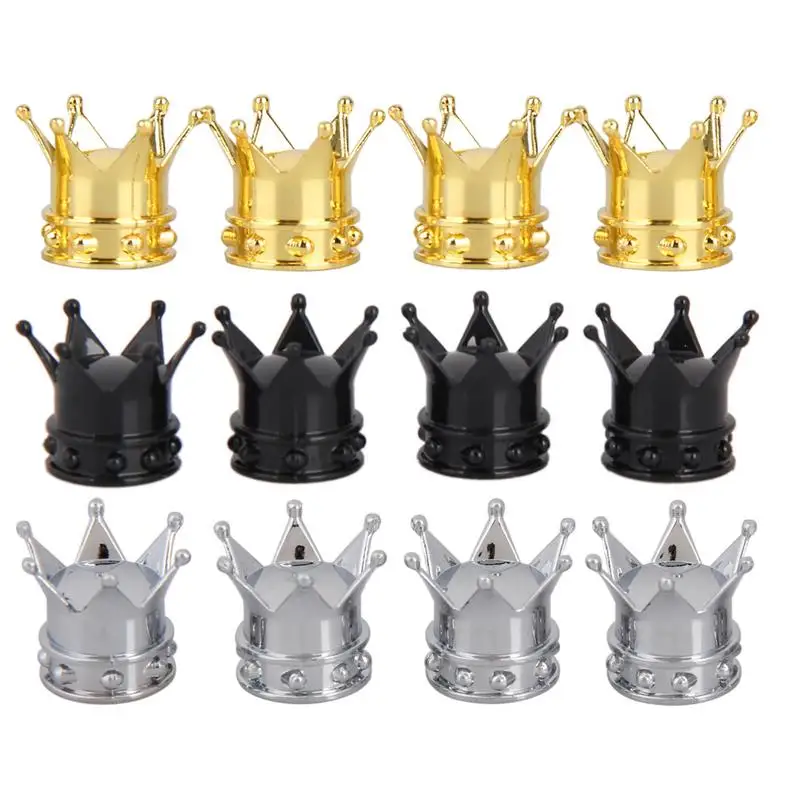 

4PCS Universal Golden Bike Bicycle Accessories Crown Car Truck Bike Spikes For Tire Air Valve Stem Caps On Car Wheel Cover Auto