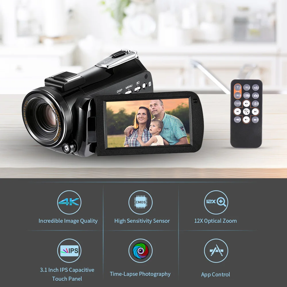 Andoer AC5 4K UHD 24MP Цифровая видеокамера с креплением на горячий башмак 2 шт литиевые