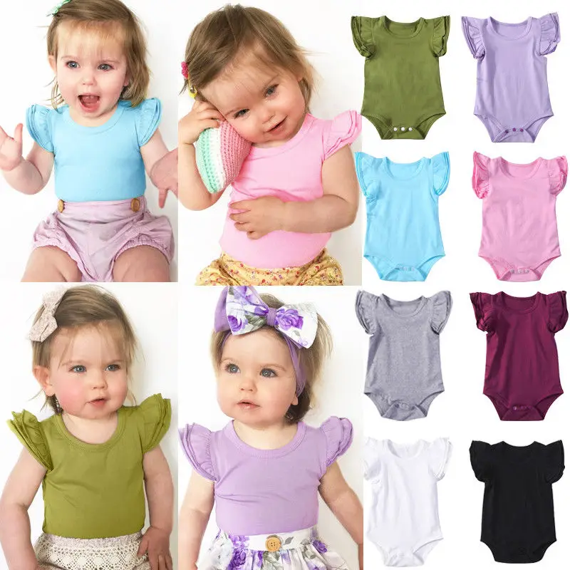 

Emmababy Baby Clothes Infant Baby Girl Boy Cotton Bodysuit Flying Sleeve Outfits Clothes 8Color