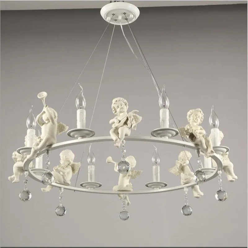 

Modern Resin Angel Chandelier Led Lamps Living Room Dining Room Crystal Chandelier E14 Led Lustre Light Chandeliers