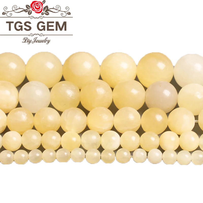 

Natural Yellow Topazes Jades Stone Round Beads 4/6/8/10/12MM For Diy Handmade Bracelet Necklace Beads Jewelry Making Wholesale