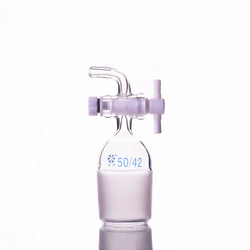 

Curved suction connector,PTFE valve 50/42,Joint with PTFE stopcock standard ground mouth,Curved connector with piston