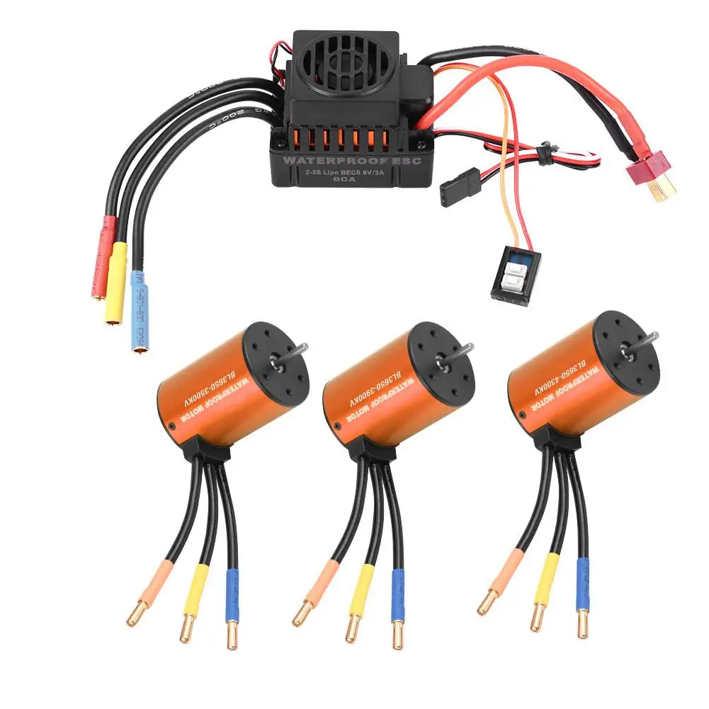 Водонепроницаемый бесщеточный двигатель Rcharlance 3650 с 60A ESC для радиоуправляемого