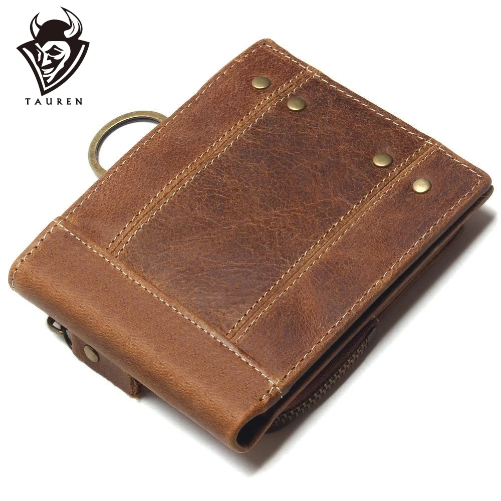 2019 Vintage Genuine Leather Men font b Wallets b font Removable Card ID Holders With Key