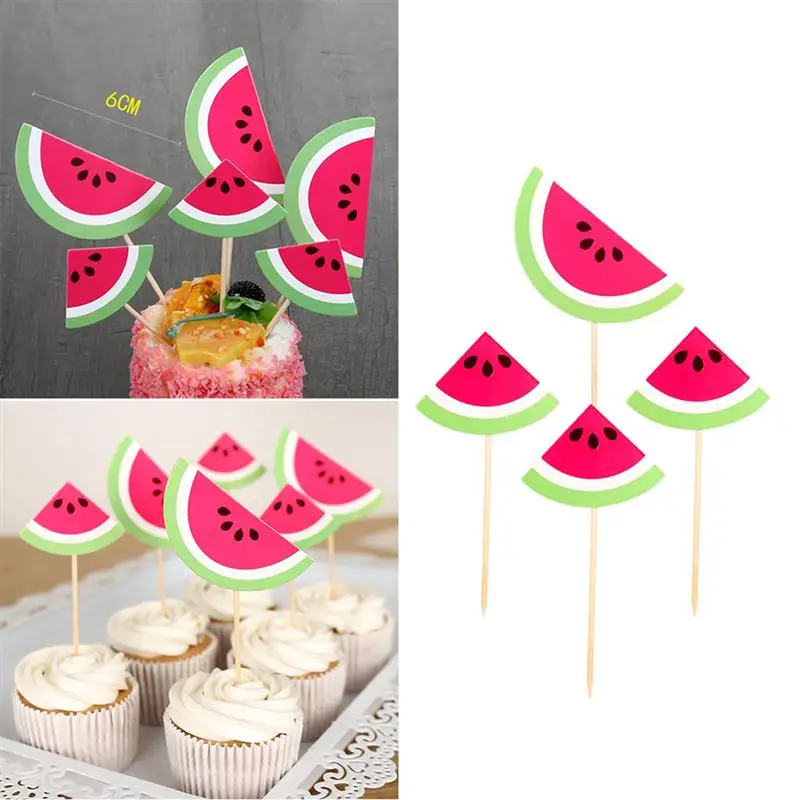 

12pcs Summer Party Cake Topper Watermelon Shapes Cupcakes Flag For Wedding Birthday Party Decoration A3