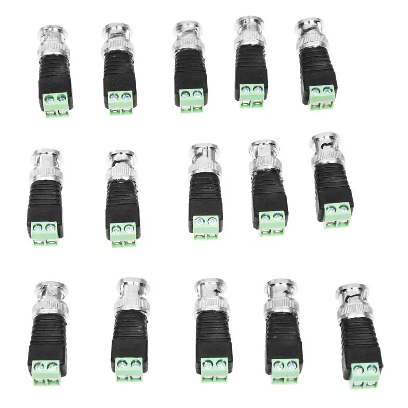 

AABB-15 Pcs Screw Terminal Coaxial Coax Cat5 to BNC Male Video Balun Connectors