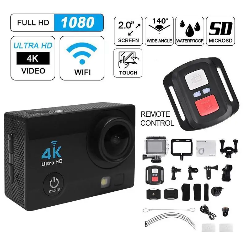 2,0 дюймов WiFi 720 P 4 K Ультра HD Экшн-камера 30 м водонепроницаемый 140 градусов объектив спортивный цифровой видеорекордер DV видеокамера