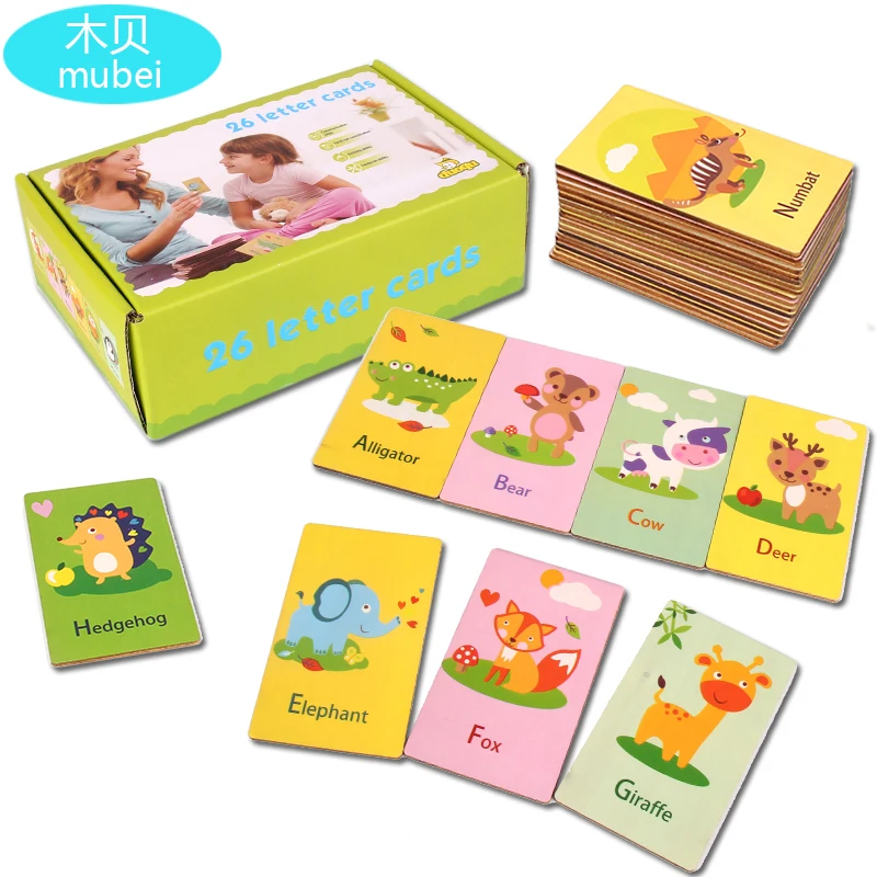 Новые деревянные игрушки Mubei когнитивные карточки с животными английские слова и