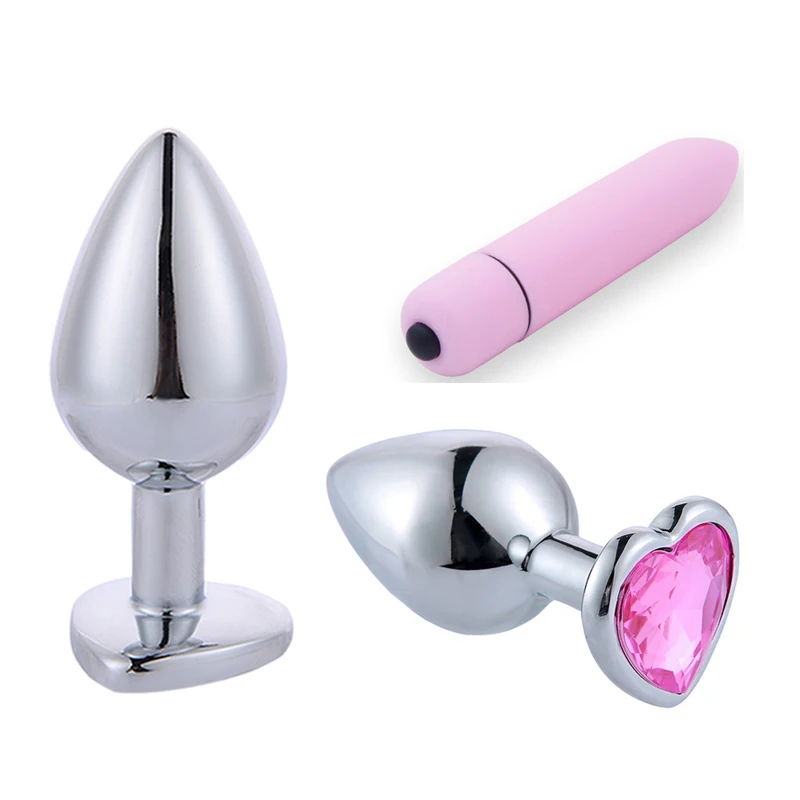 2 3 4pcs Metal AnalToys Butt Plug font b Dildo b font Vibrator Anal Plug Adult