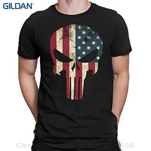 Брендовая Хлопковая мужская одежда мужской Slim Fit футболка американский punisher |