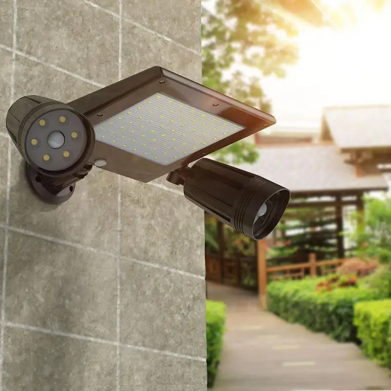 

76 LED Triple Head Solar Light Powered Motion Activated 600 Lms Flood Light Summer Garden Light Led Solar Lamp