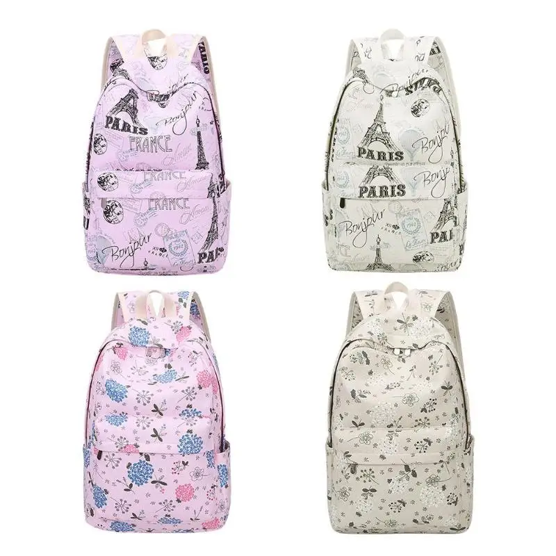 

Canvas Cartoon Print Backpack Students Teenager Girls Casual Travel Satchel
