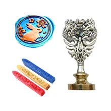 Подпись индивидуальная восковая печать комплект печатей кролик Сакура цветок металлический Дракон ручка Винтаж Свадебные приглашения(Дракон Серебро