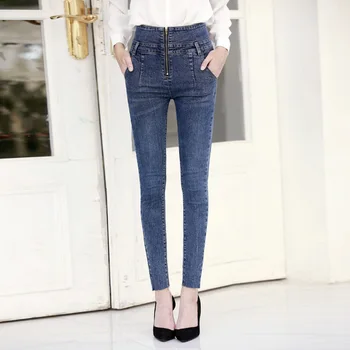 

2018 autumn and winter new arrival women's blue jeans high waist pencil pants women's fashion jeans 3630