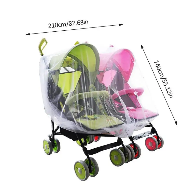 Twin Baby противомоскитная сетка для коляски кроватки колыбели дышащая Москитная Сетка Большой Размеры Детские коляски чистая легко хранить