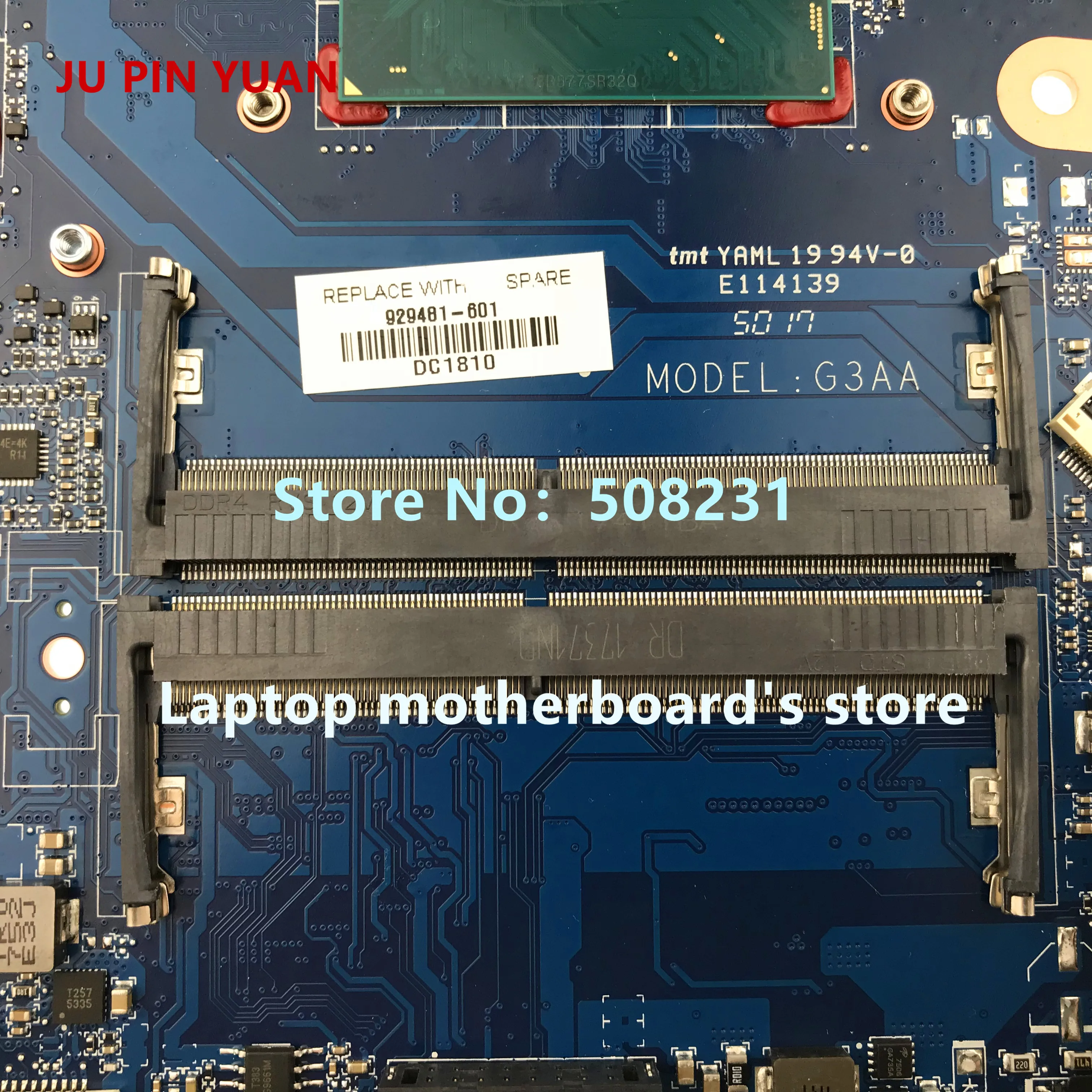 JU PIN YUAN 929481-601 G3AA DAG3AAMBAE0 motherboard For OMEN by HP Laptop 15-ce Notebook PC GTX1050