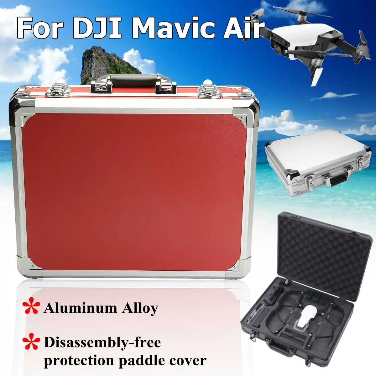

a black silver red large capacity lightweight Aluminum alloy plus MDF Carrying Case for DJI Mavic Air