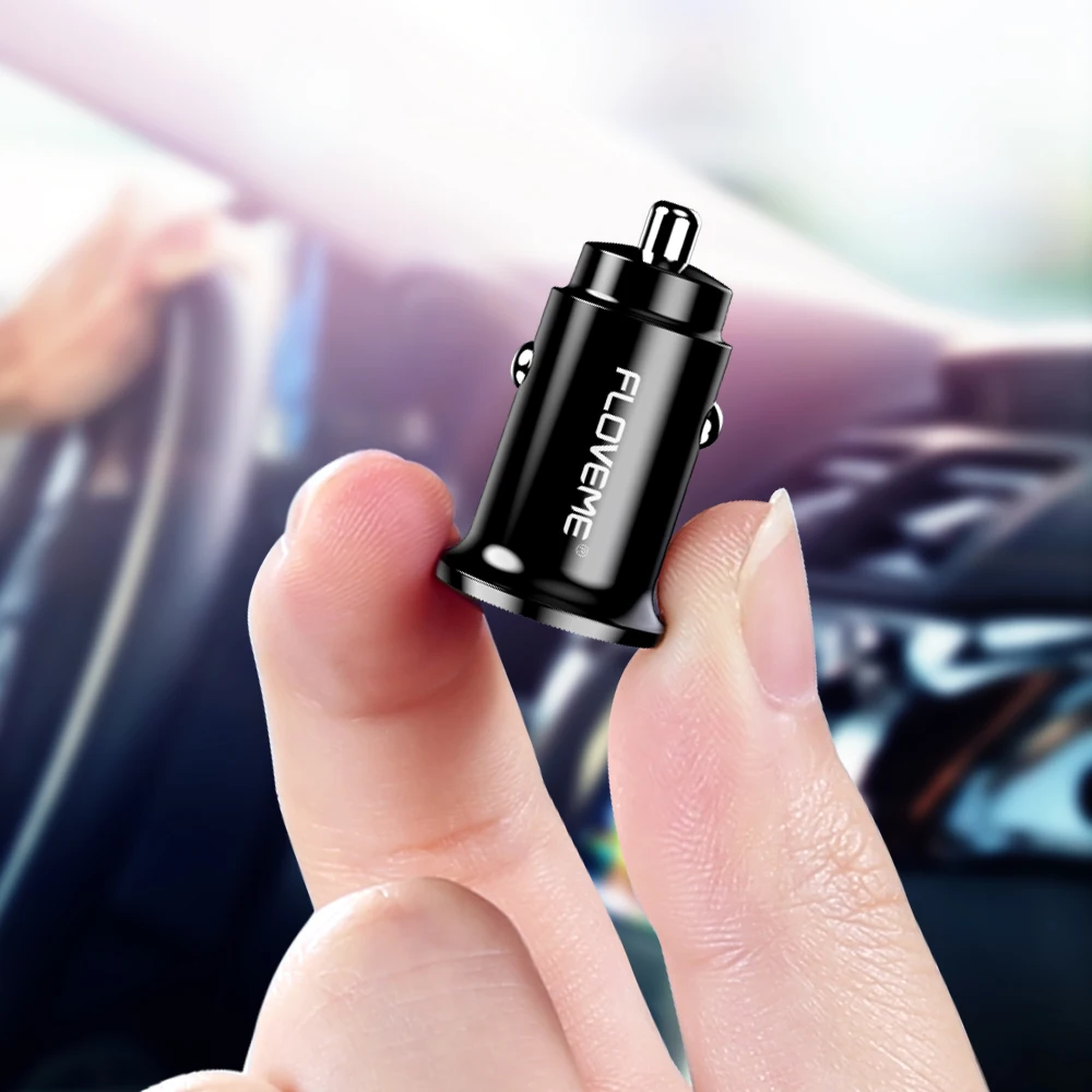 FLOVEME سيارة شاحن آيفون XS 8 زائد 3.1A السوبر ميني المزدوج USB شاحن سيارة تهمة سريع ل Redmi ملاحظة 7 الهاتف المحمول شاحن