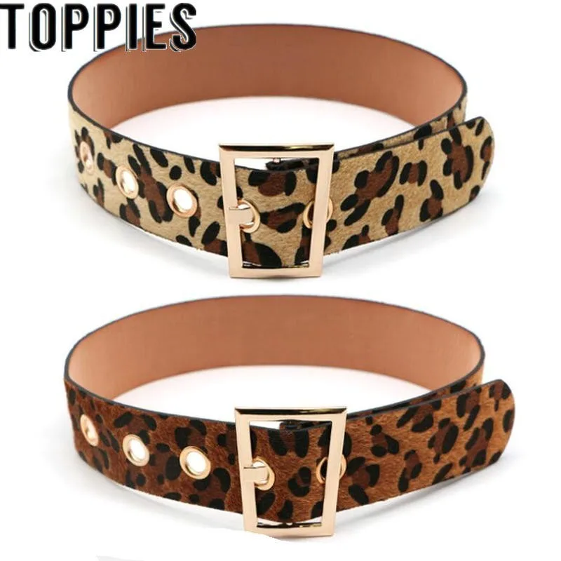 Fashion Women Leopard Belt Women Dress Belts Animal Print Faux Fur