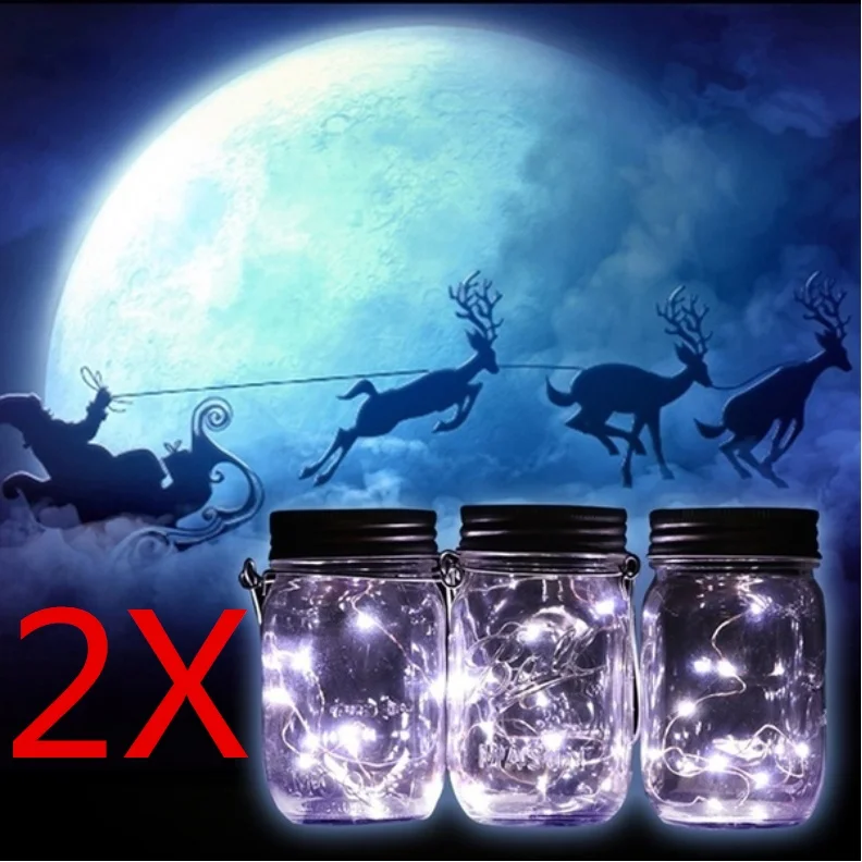 

New 6 Pack of LED Fairy Light Solar Mason Jar Lid Lights Color Changing Garden Decor No Bottle 3 Colors