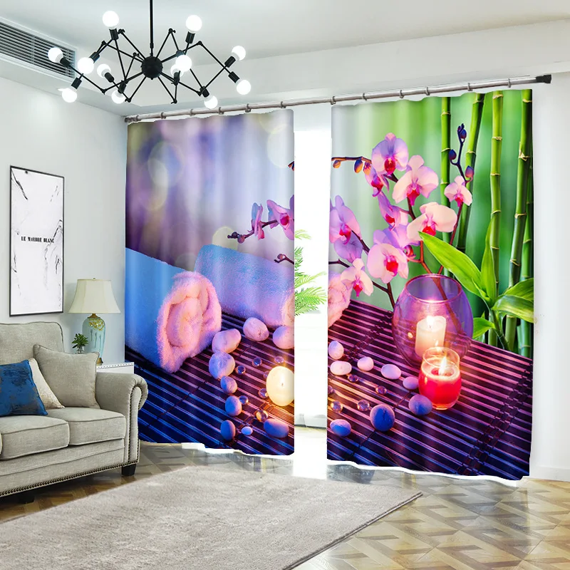 

plant 1set Digital print blackout curtains for window treatment blinds finished drapes window curtains Living room bedroom CU215