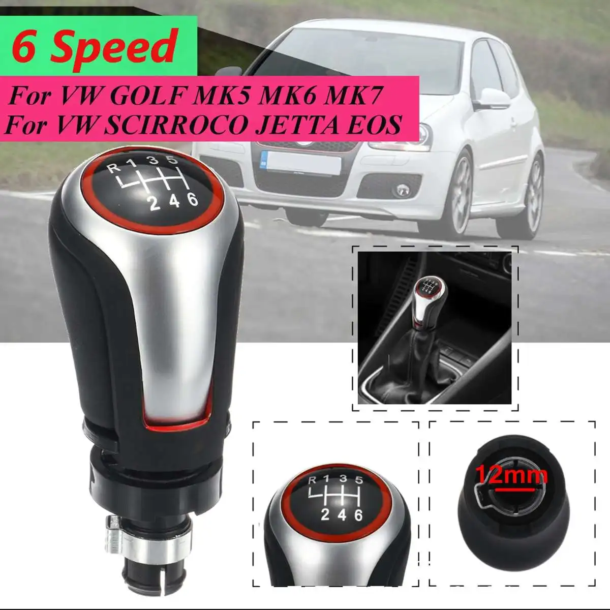 5 6 Speed Car Gear Shift Knob For VW Golf MK5 MK6 MK7 Jetta EOS