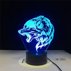Fierce Wolfs 3D Глава Настольная светодиодный LED USB Творческий ребенок ночник крепление прикроватных светильников украшения в спальню подарки