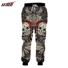 Мужские повседневные спортивные штаны UJWI, штаны-шаровары с забавным принтом в виде черепа, 3d спортивные штаны унисекс, облегающие длинные штаны
