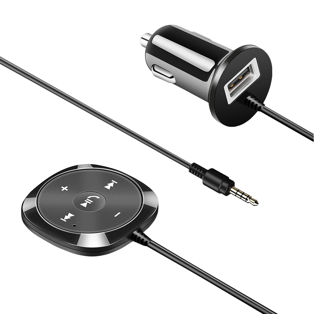 

TiOODRE Handsfree Bluetooth Car Kit MP3 Player 3.5mm AUX Audio A2DP Music Receiver Adapter with Magnetic Base Support IOS Siri