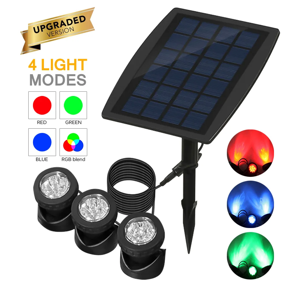 IP68 Led Водонепроницаемый солнечный светильник сада Tuinverlichting подводный 3 шт. фонаря
