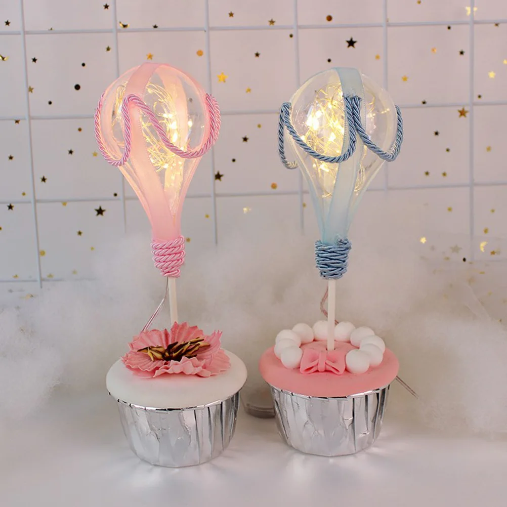 

Balloon Shaped Cake Toppers Romantic LED Light Shining Cake Decoration Inserts Cake Picks For Engagement Wedding Birthday Party