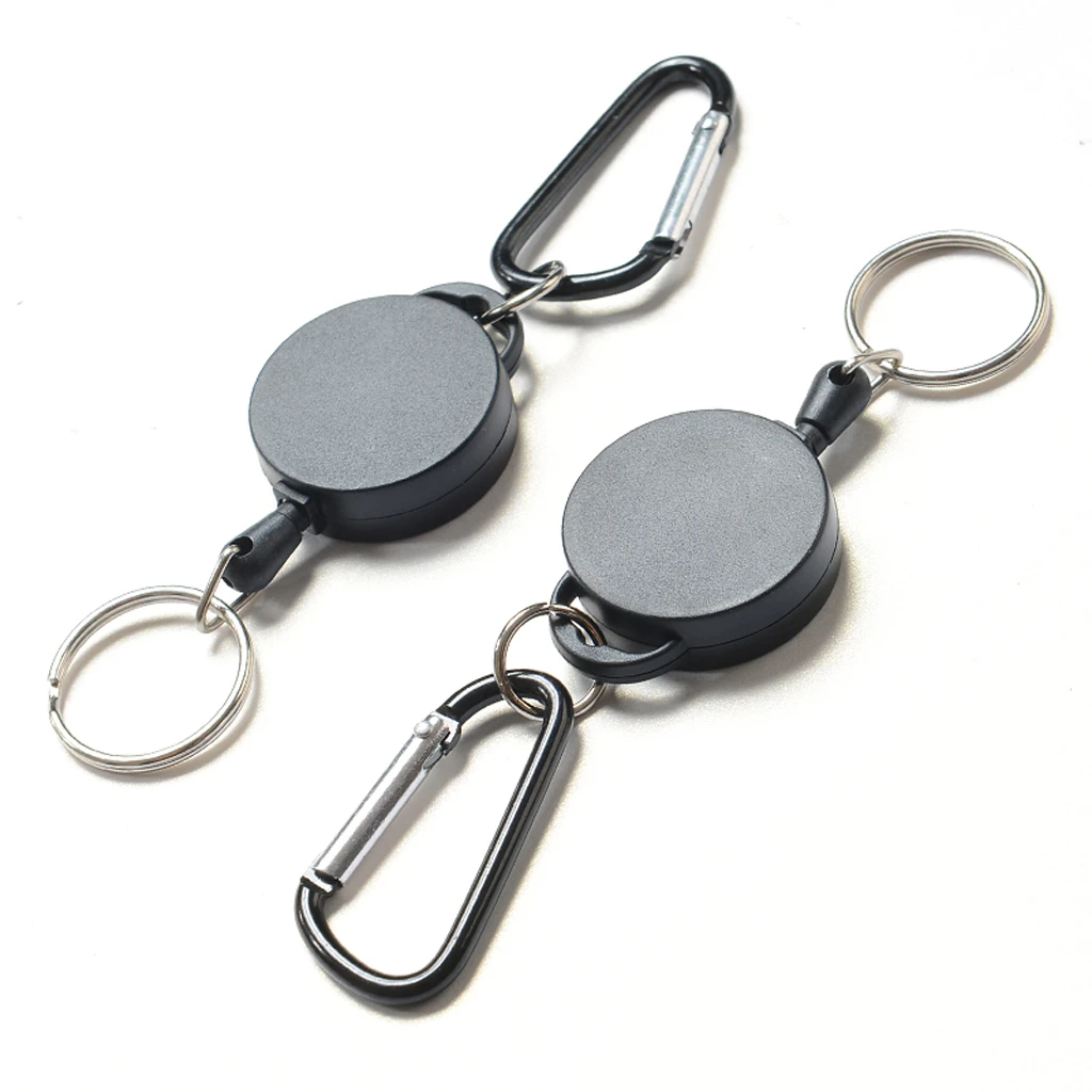 steel Tool Belt Retractable Key Recoil Ring Pull Chain Clip Keys W9M2