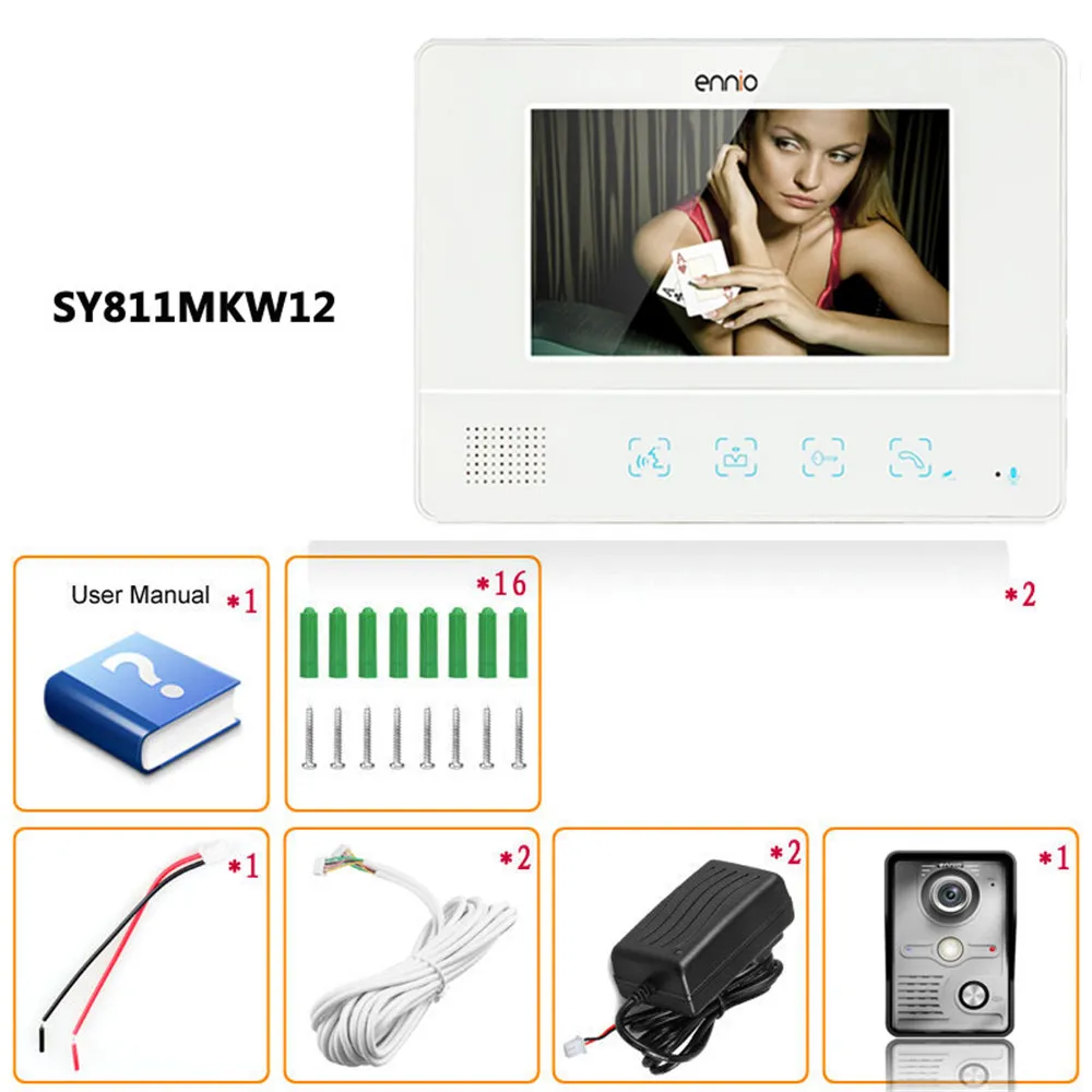 

Visual Intercom Doorbell 7'' TFT LCD Wired Video Touch Pad Waterproof Night View HD 700TVL Home Security Camera Monitor Freeship