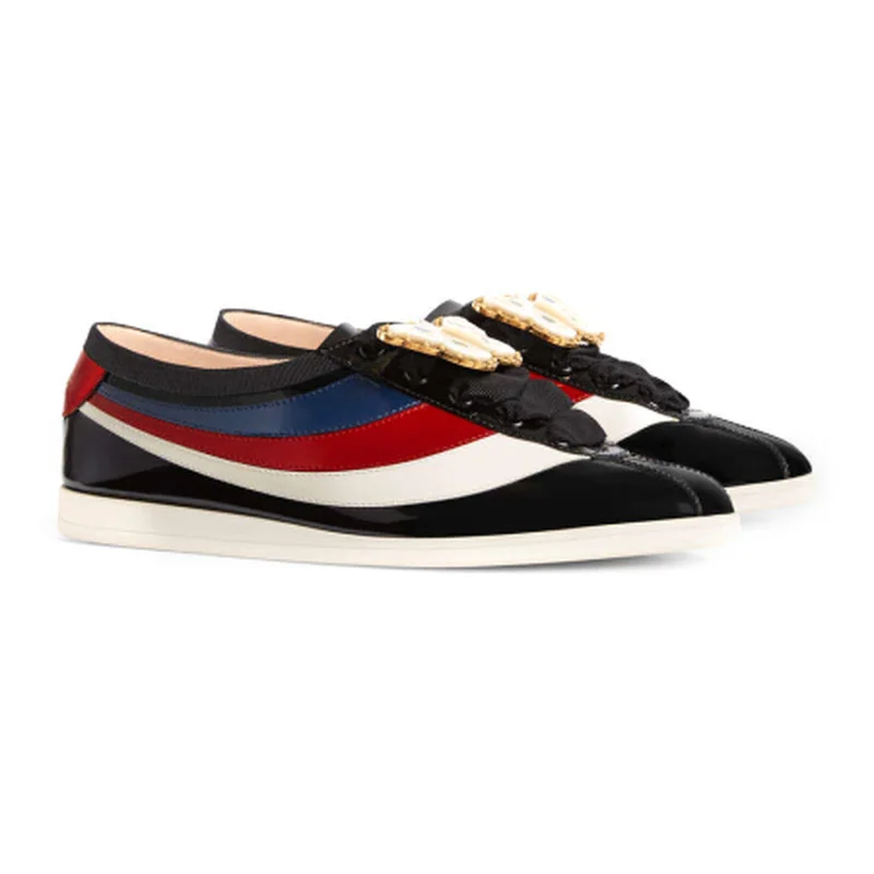 

Luxury Leather Bee Flat Bottom White Shoes Female Crystal Butterfly Embroidery Genuine Leather Casual Shoes Platform Sneakers