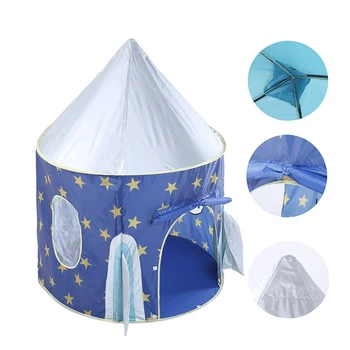

Children Play Tent Kids Rocket Ship Indoor Cute Playhouse Imaginative Spaceship Design Tent Great Gift for Boys and Girls (Blue)