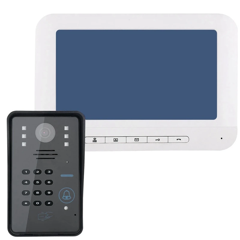 

Mountainone 7 Inch Password Access Control Card Night Visual Intercom Doorbell Rain Infrared Intercom System White +Black Abs