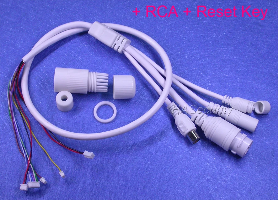 

LAN cable for CCTV IP camera board module 1x RCA connectors (audio) 1x Reset Key