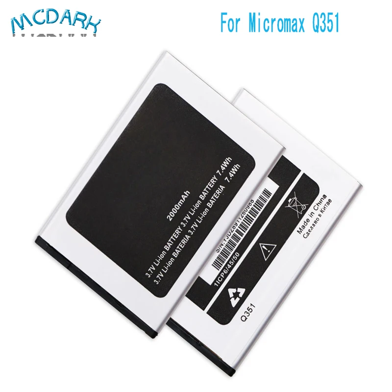 Mcdark 2000mAh Высокое качество Для Micromax Q351 батареи запасные для сотового телефона