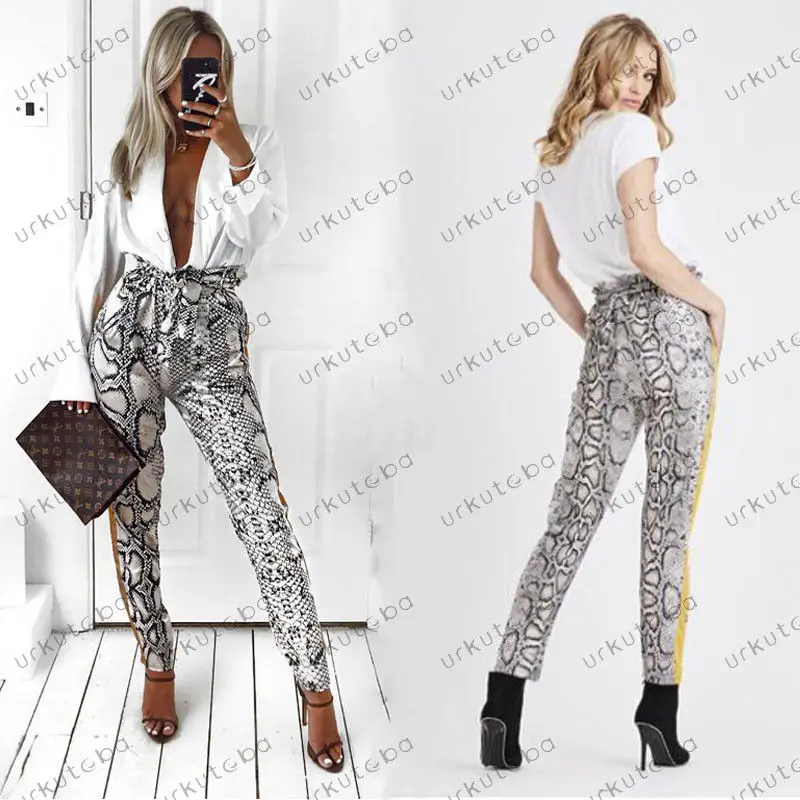 

Women Pants Leopard Print Snake Skin Pattern Skinny Pencil Pants 2019 New Slim Ladies Trousers Stretch Trousers Women Leggings